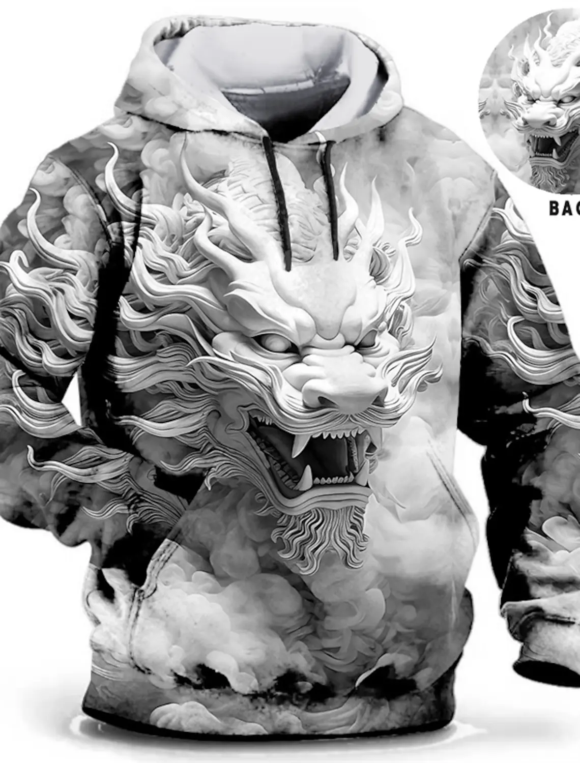 Fitspi Chinese New Year Dragon Hoodie Mens Graphic Animal Prints Daily Classic Casual 3d Pullover Streetwear Hoodies Long Sleeve