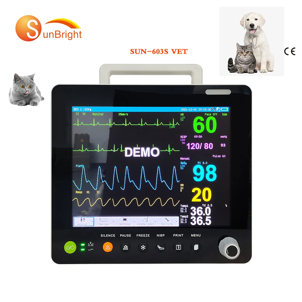 Pet Hospital Use Veterinary Vital Signs 12.1 Inches Touch Optional Multiparameter Equipment