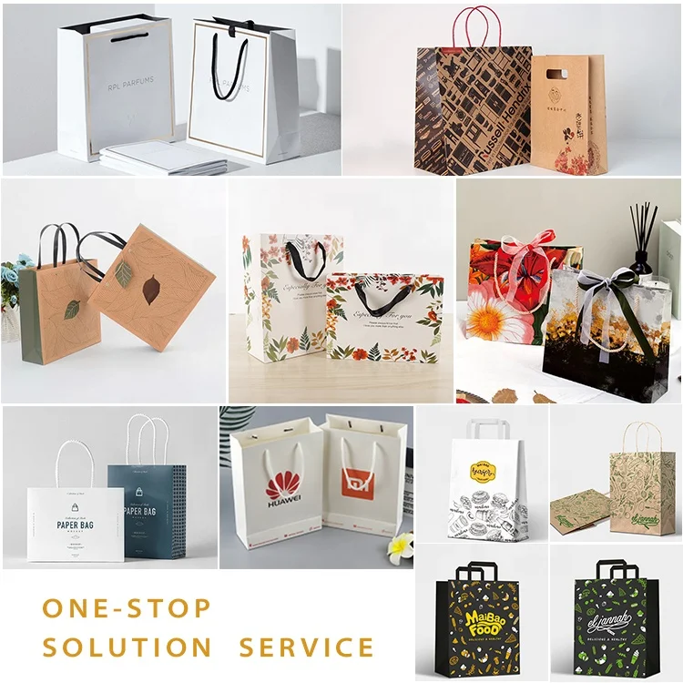 huahao luxury custom logo boutique rose gold gloss mod gift bag for handbags with gold ropes