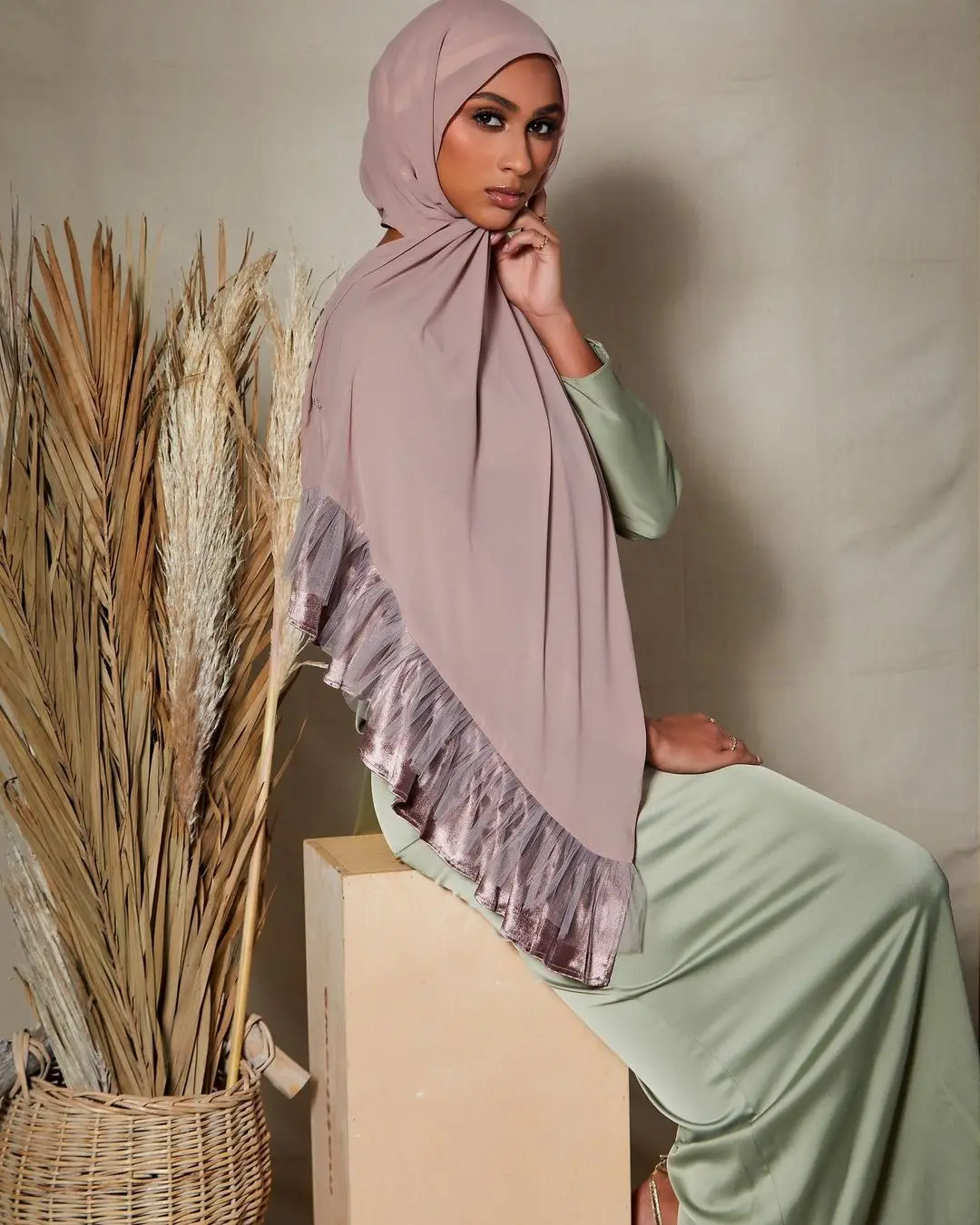 Muslim Shawls Chiffon Ruffle Hijab Luxury Chiffon Hijabs Ruffle Hijab Plain Chiffon Scarf