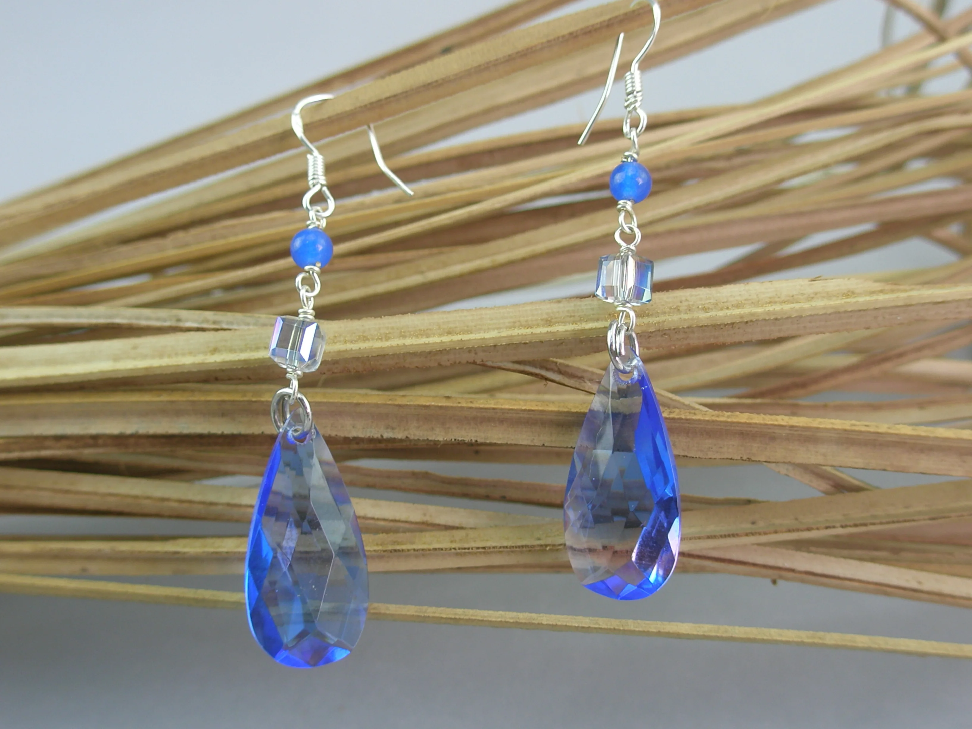 2023 Hot Sale  High Quality Crystal Jewelry Blue Earrings Daily Wearing Chain Pendant for Women