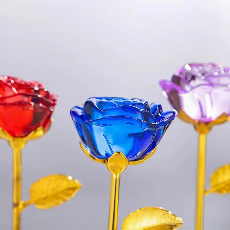 New Crystal flower 3D Glass Rose  Crystal Rose Figure for Women