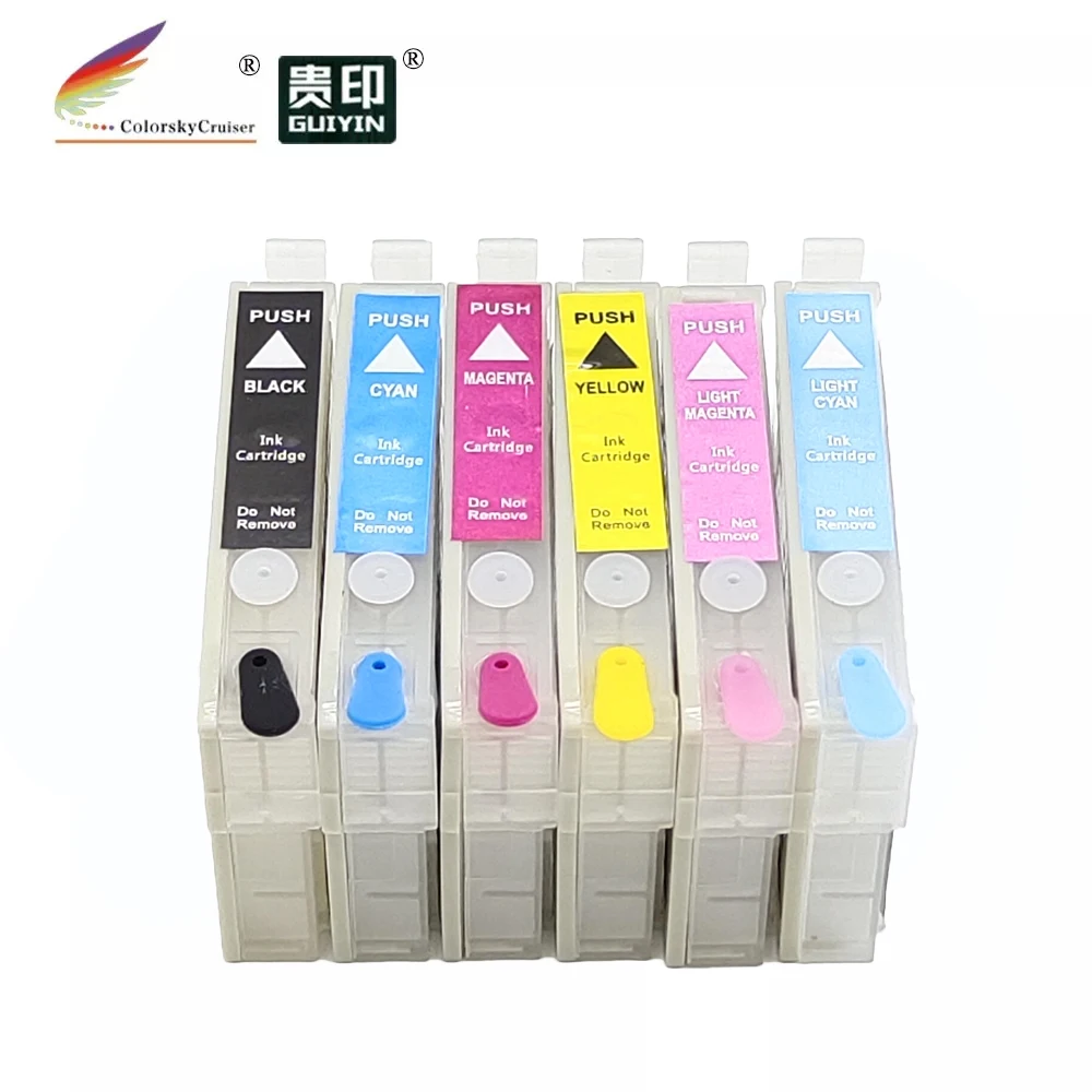 (RCE-801-806) refillable refill ink cartridge for Epson T0801 - T0806 80 Stylus Photo P50 PX650 PX660 PX700W PX710W 1 set