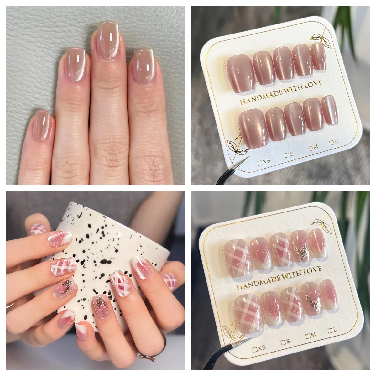 Cat Eye  False Nail  Spring Summer New Flower Nail Finished SquareWholesale Press On Nails For Girls