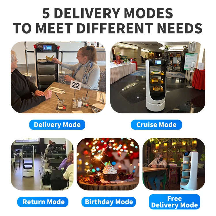 ELUEYES Safe And Stable Food Delivery Server Robot Self Driving Serve Food For Restaurant Hotel Hospital Cafe Office Building