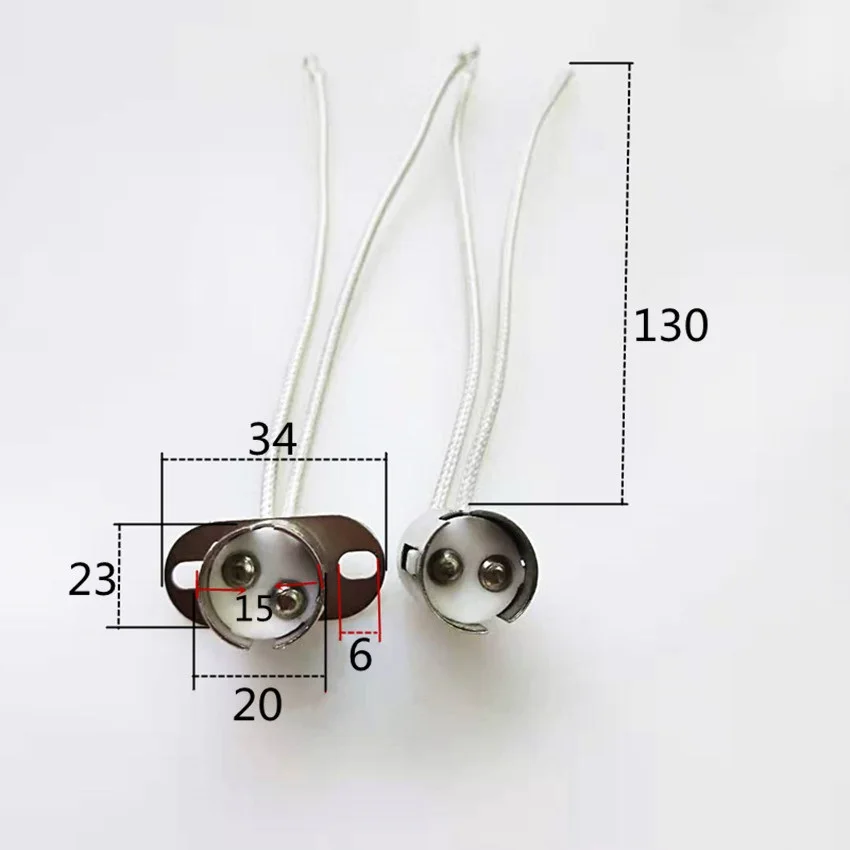 HoneyFly B15 Metal Lamp Base 220V 5A Iron Nickel Plating High Temperature Resistance 13cm Cable Screw Socket