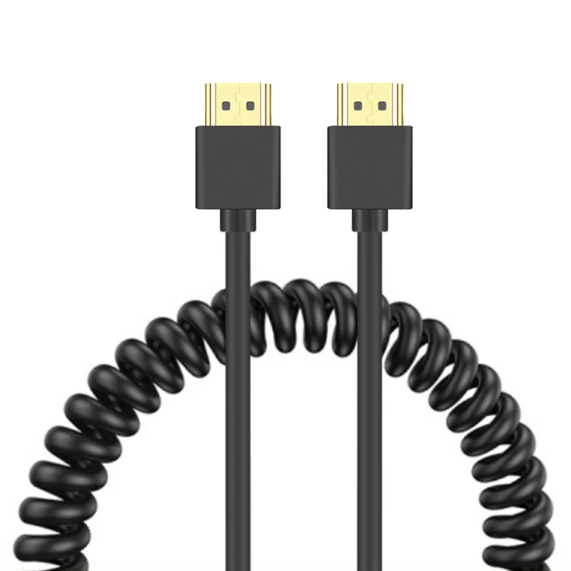 Doonjiey high quality 1080P  1m  1.8m HDTV Male to HDTV Male Cable Lead Cord Wire Spring coiled hdtv Cable