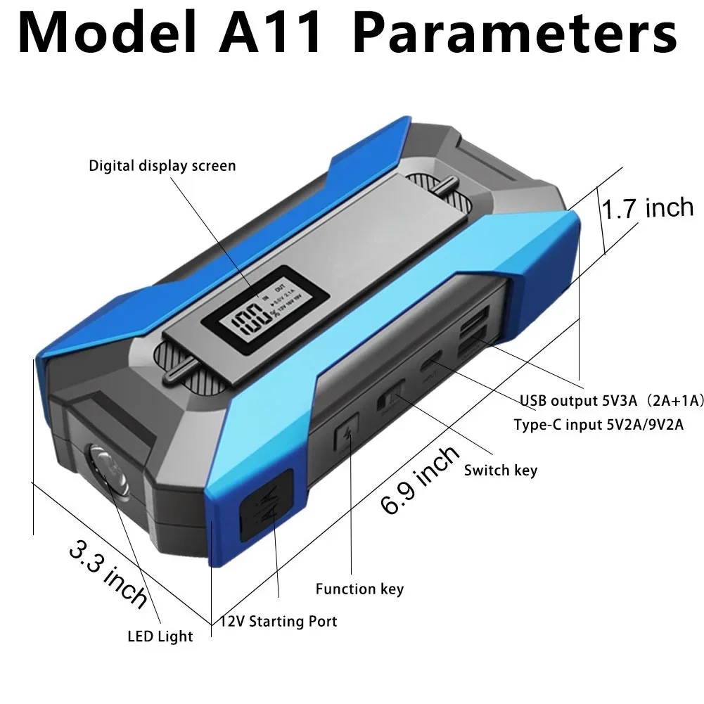 Portable Charger Starting Device Emergency tool battery portable 12v car jump starter with LCD screen