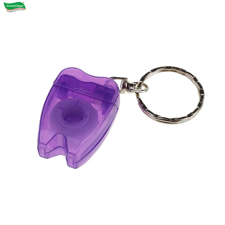 10 meters 15 meters Dental Floss Keychain Tooth Shape for Teeth Cleaning Easy to Carry