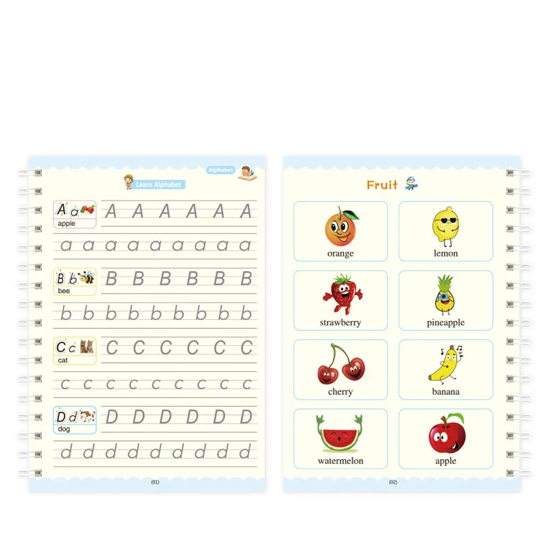 4pcs set Magic Practice Copybook with English Language Printing Reusable Children Calligraphy Copybook Activity Book