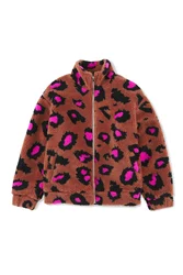 Dear-Lover Western Clothing Custom Winter Warm Leopard Zip Up Stand Collar Sherpa Teddy Women Fleece Jacket