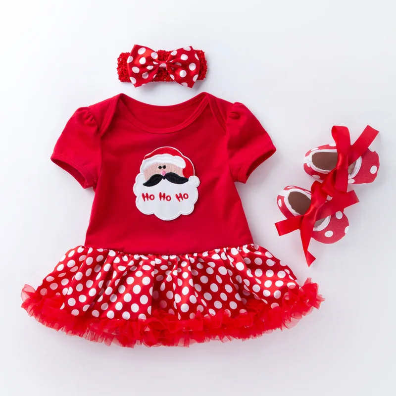 Hao Baby Cartoon Snowflake Dress Baby Holiday Set Cartoon Baby Romper Girl Holiday Clothing Christmas Kids Clothes