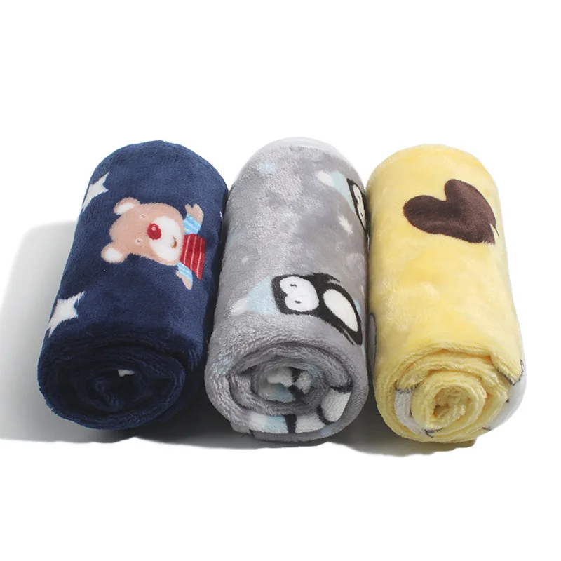 Warm Cartoon Double-sided Plush Puppy Dog Cat Blankets Cushion Pet Sleep Mat with Paw Print Soft Warm Blanket for Animals
