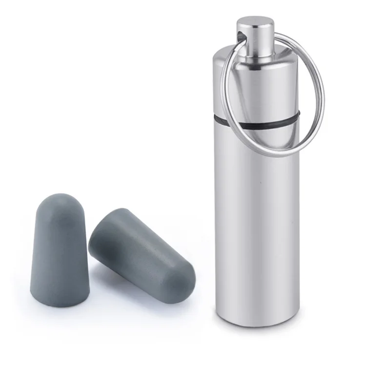 Gray Foam Earplugs 38dB SNR Noise Reduction Uncorded Ear Plugs with Aluminum Carry Case