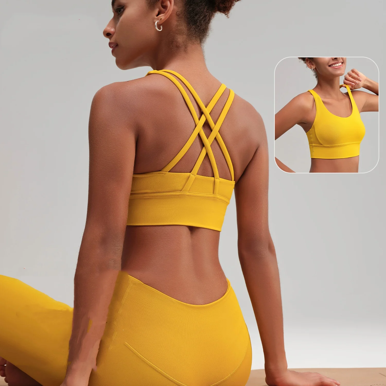 New Yoga Vest Cross Strap Underwear Fitness Yoga Clothing Top Shock Absorbing Sports Bra Lightweight Soft Breathable