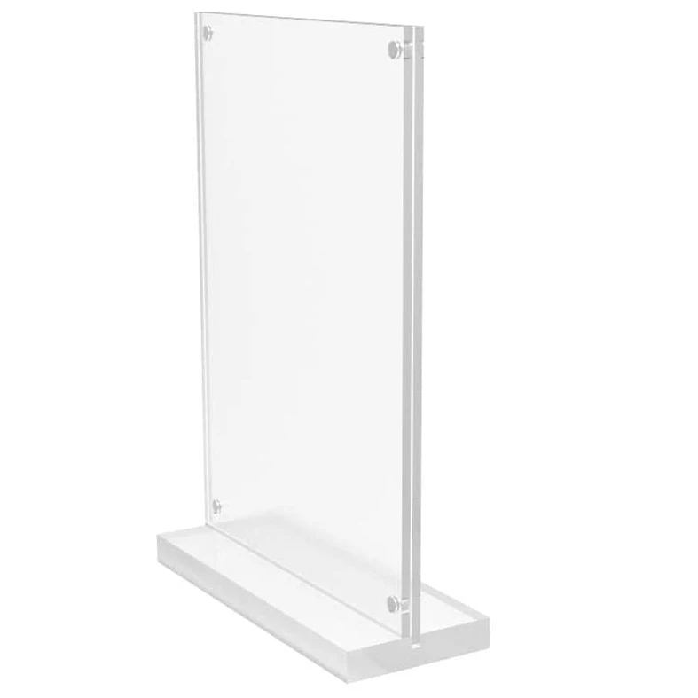 Acrylic Sign Holder 8.5x11 Inch Vertical T Shape Double-Sided Magnet Desktop Display Holder