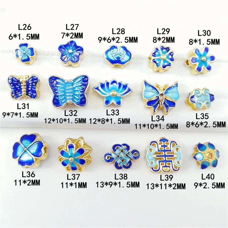 Cloisonne earrings Pendant Bracelet Necklace blue cloisonne lotus spacer beads Accessory Bead Handmade woven pendant