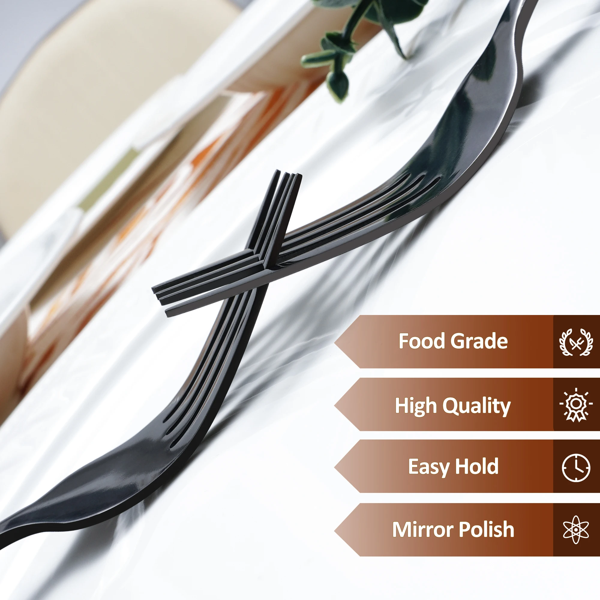 Amazing Hot Sell Silverware 36/48/72 Pieces Heavy Knife Spoon Fork Besteck Black Flatware Set Stainless Steel Cutlery Set
