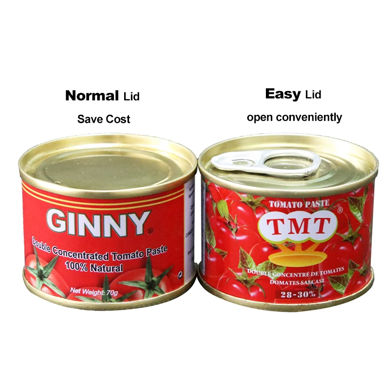 Wholesale Double Concentrated 28-30% Brix 70g Tin Tomatoes Paste Canned Tomato Paste