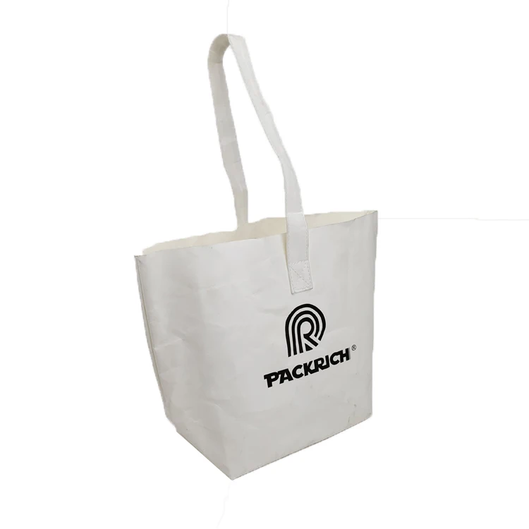 White Durable Reusable Washable Shopping Dupont Tyvek Paper Tote Bag With Custom Logo