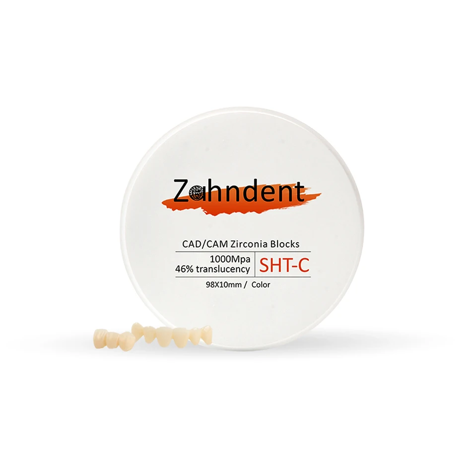 Zahndent 1000MPa flexural strength zirconia block sht color cad cam system for crown