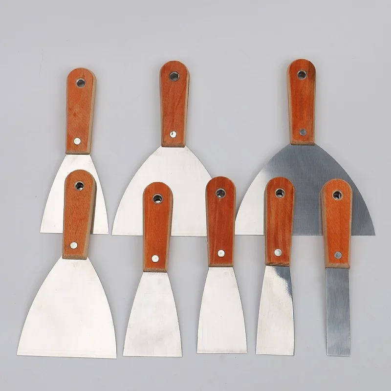 Manufacturer Wholesale Marble Knife with Wood Handle Double-Clip Mirror & Paint Shovel Steel Blade for Cleaning Supply