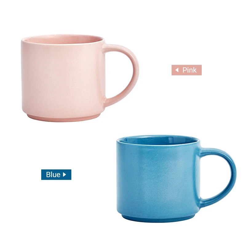 
Wholesale Custom Mugs Cups Christmas Gifts Plain White Pink Blue Ceramic Coffee Cups Mugs Birthday Gift Set 