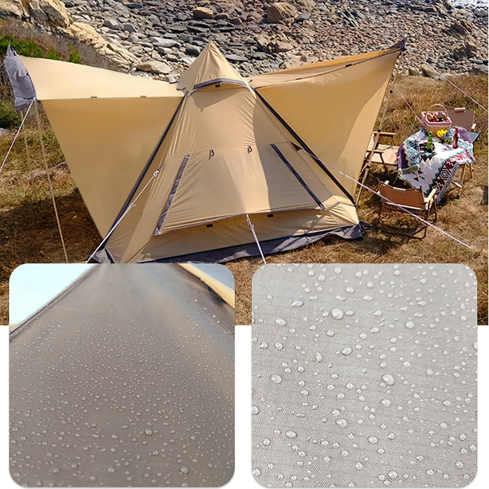 Outdoor Pyramid Bell Indian Teepee Tent Hexagonal Pyramid Tent For 3-4 Man