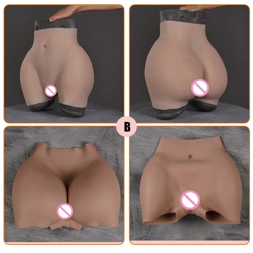 Crossdresser Plump Croach Hip buttock lifting Hips enlarge underwear False Pussy Butt Boxer Silicone fake panties for cosplay