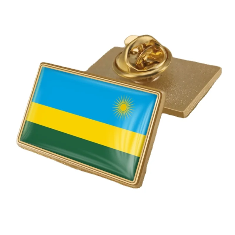 Rwanda Flag Badge Country Flag Lapel Pin Flags of the World Hat Pins Custom Logo Enamel Pin Manufacturing