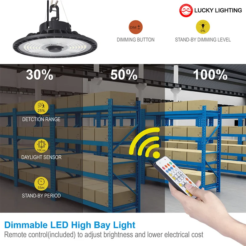 ETL cETL CE SAA Диммируемый UFO Highbay 100 Вт 150 200 микроволновый датчик движения светодиодный светильник для высоких промышленных помещений с дистанционным