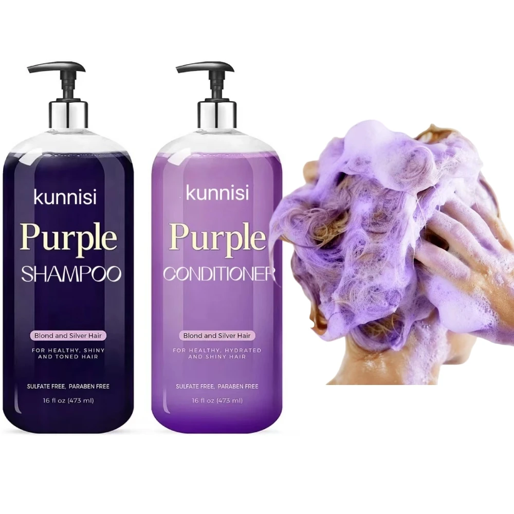 High quality nourishing anti brassy purple blue hair shampoo for silver hair fading treatment