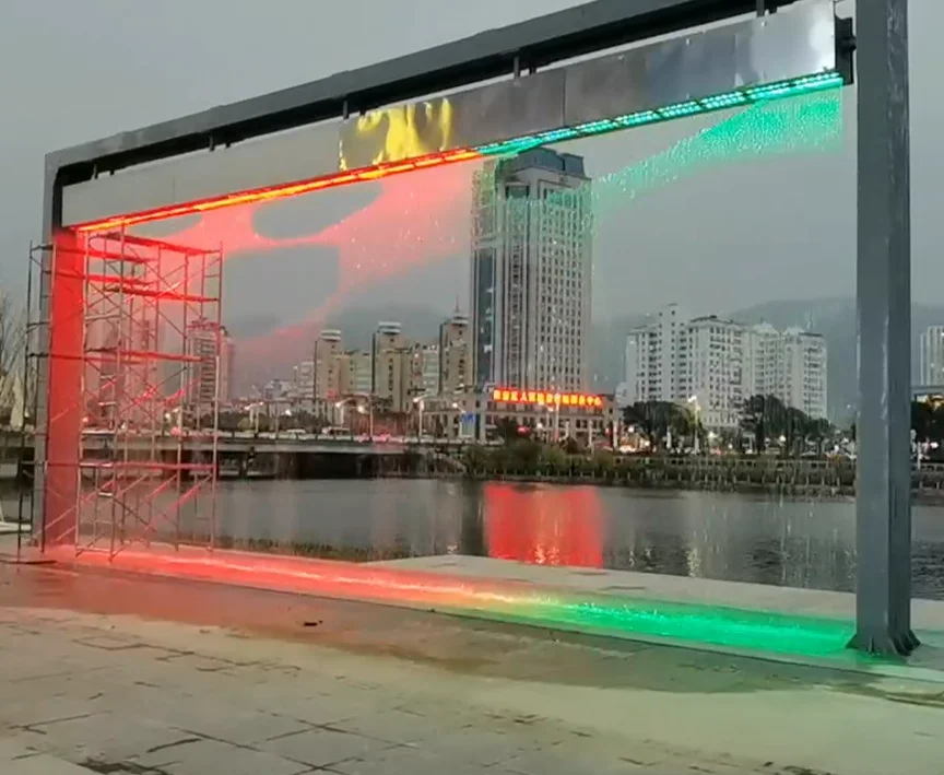 Indoor Outdoor Colorful Pool Wall Waterfall Curtains Digital Water Curtain Water Features For Park Decoration