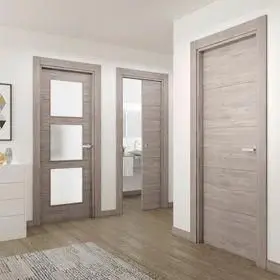 Foshan Door  Modern Design Wood Veneer Mdf Timber Door  Glazed Glass Toilet  Composite Interior Doors