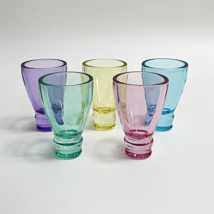 45ml Crystal Eco-friendly colored unique shape bottle cup shot glasses Special Design Creative Beer Bottleneck whisky Shot Glass