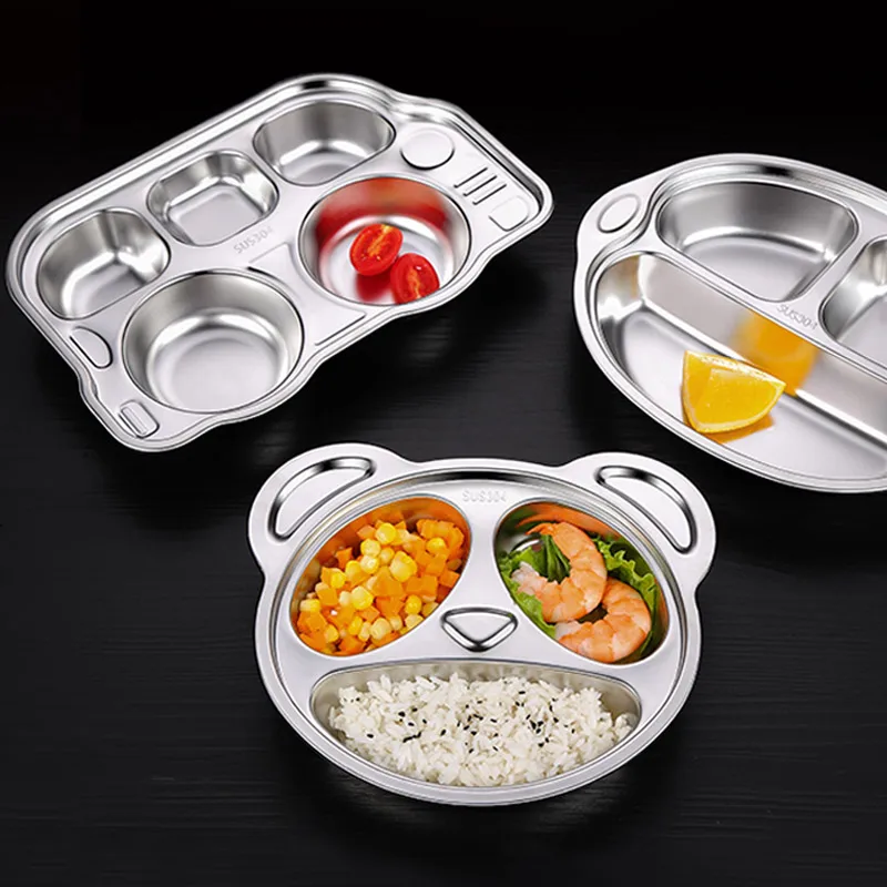 
Hot Sale Stainless Steel 304 Lunch Box School Children Kids Fast Food Plates Trays 