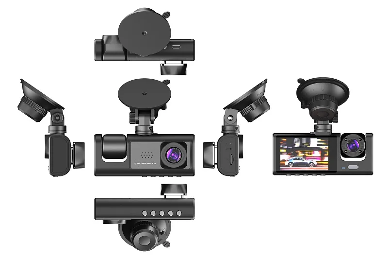 Real Triple Record Plus Weighted Force 3 screens at the same time 2.0-inch IPS screen car dashccam