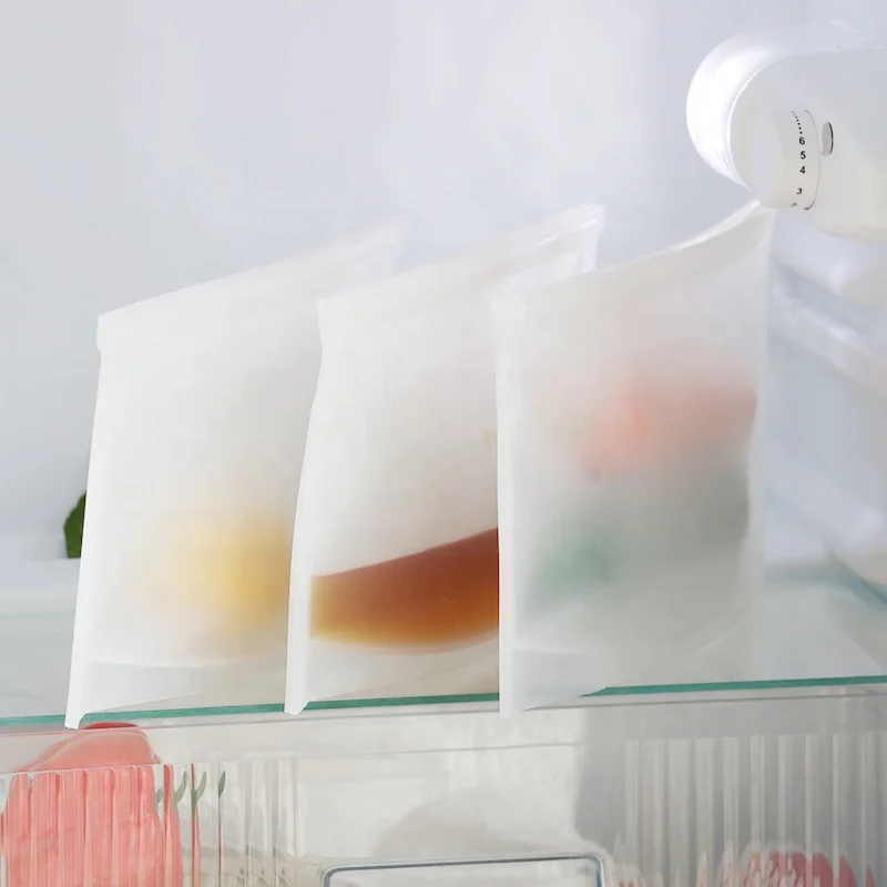 New Trend 2023 BPA Free Food Grade Safety Certified Silicone Food Bag Large Foldable Stand Up Sandwich Silicone Storage Bag