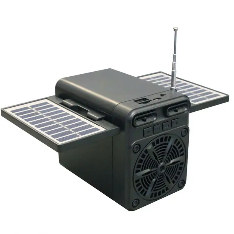X9  fm radio blueteeth speaker with double solar panel usb tf card player lithium recharge battery