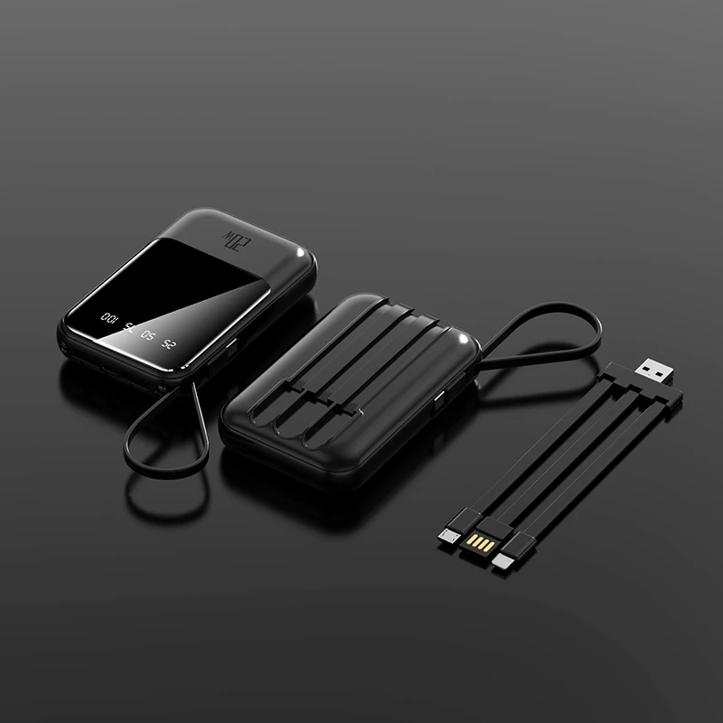 New Product Powerbank 4 in 1 Built In Cables Hot Sale Power Bank Fast Charging Power Banks 20000mah 10000 With Cables For Phones