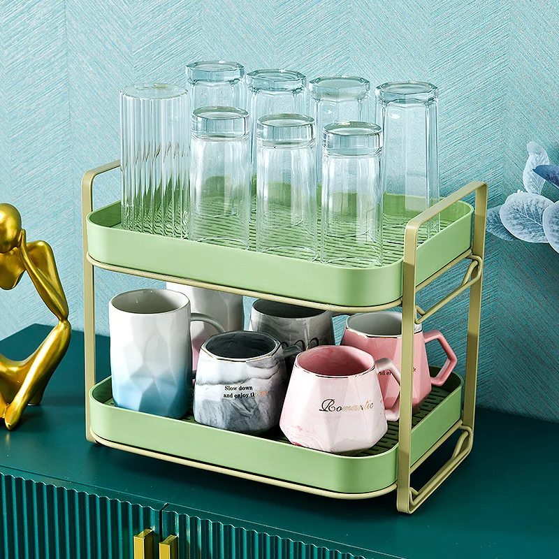 Wholesale Customized Multifunctional Home Double Drain Cup Holder Office Tea Cup Glass Storage Rack