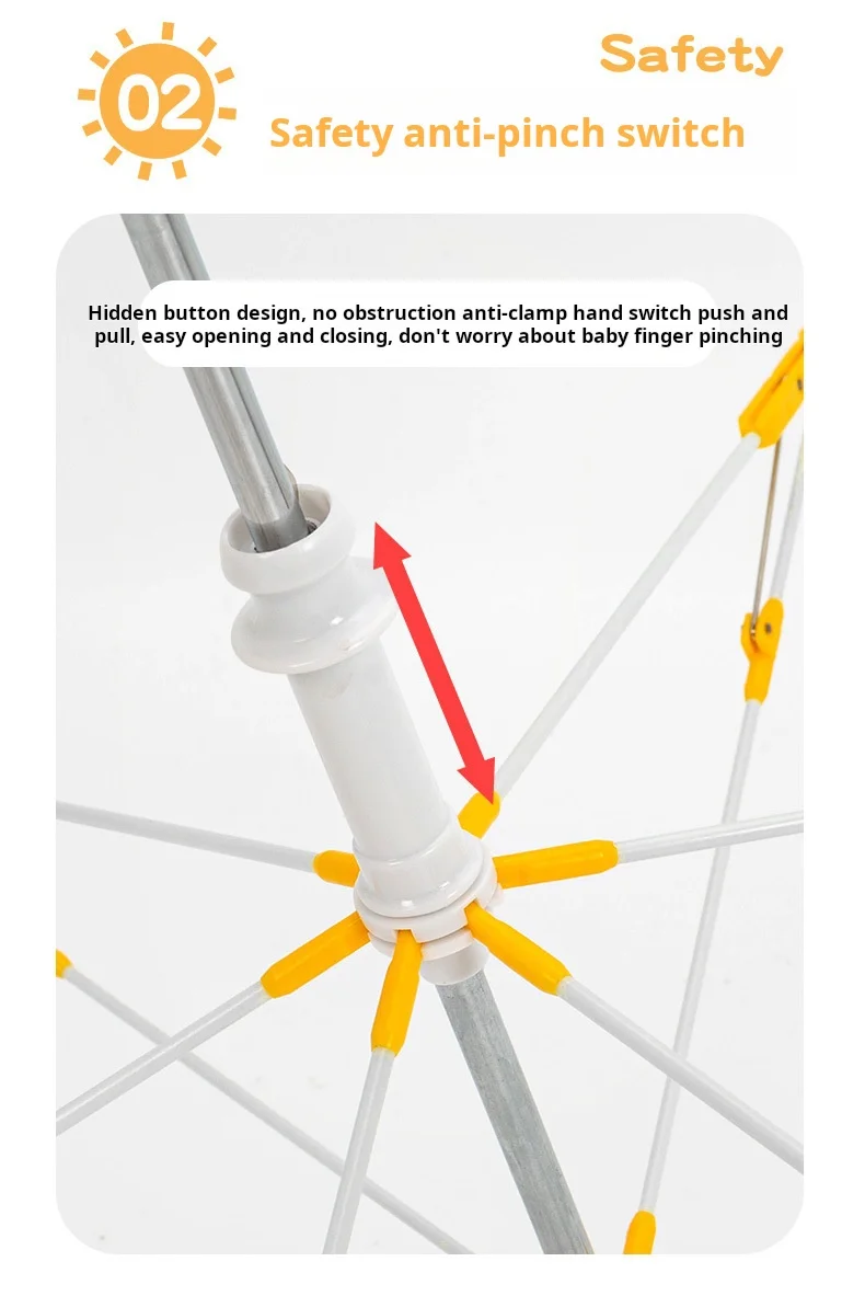 Safety Reflective Fancy Design Kid Umbrella UV Protection Children Stick Umbrella with Cartoon Pattern