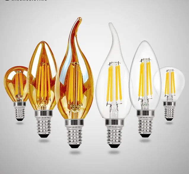 Decorative Retro Chandelier Lamp Glass 4W LED Filament Bulb T45 Edison Light With C35 A19 T30 ST58 ST64 G80 G95 G125