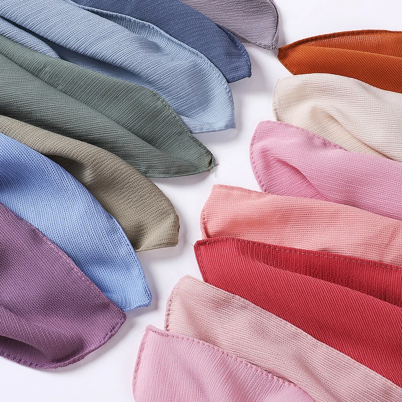 New Elegant Crinkle Solid Color Hijab Women Muslim Scarf Bandana Turban Headband Arab Wrap Foulard Shawls Supplier