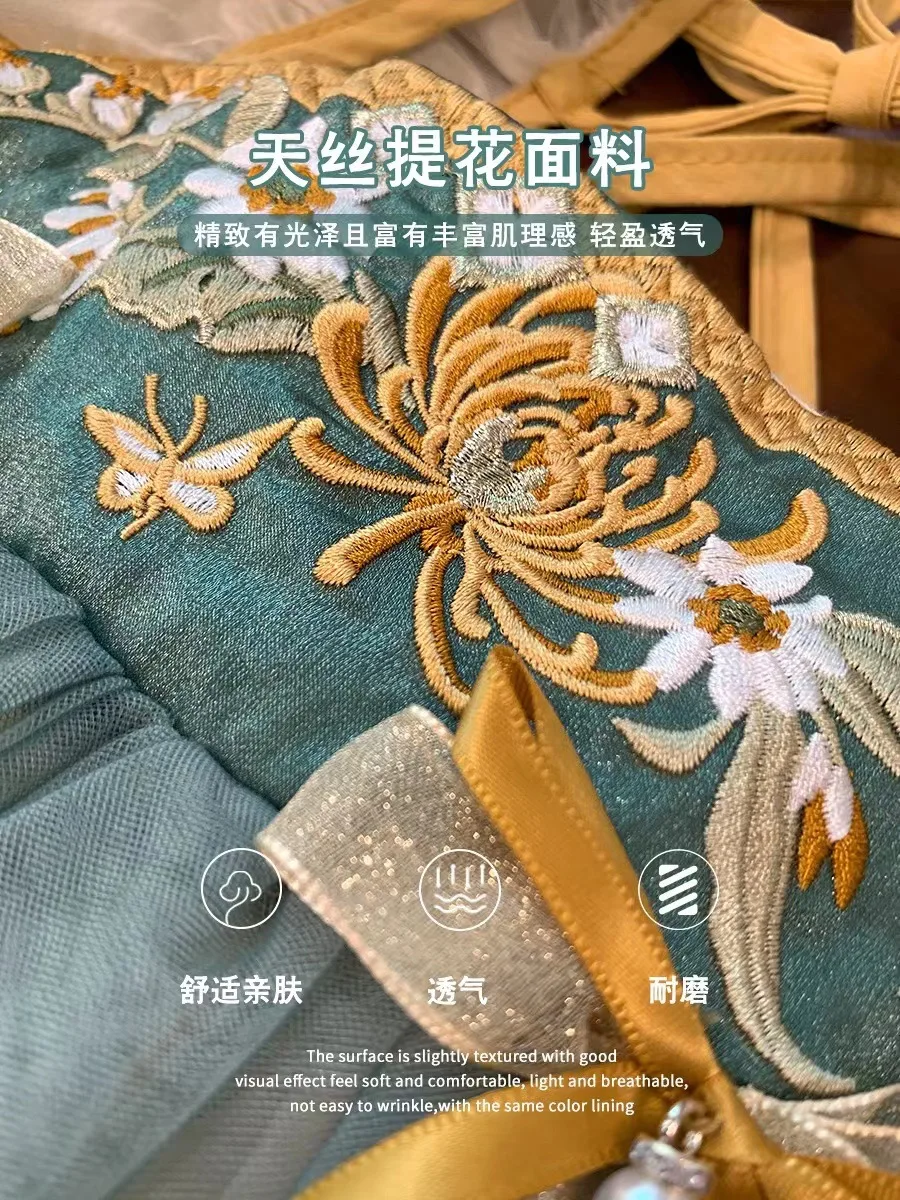 2024 BAIGE Летний Новый продукт Han Children в китайском стиле старинный стиль Hanfu платье с коротким рукавом вышивка