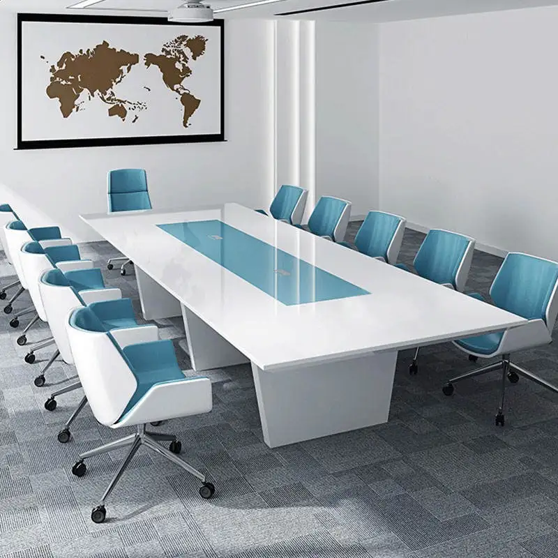 12 People conference table high quality modern baking paint wood board square desktop office meeting table boardroom desk chairs
