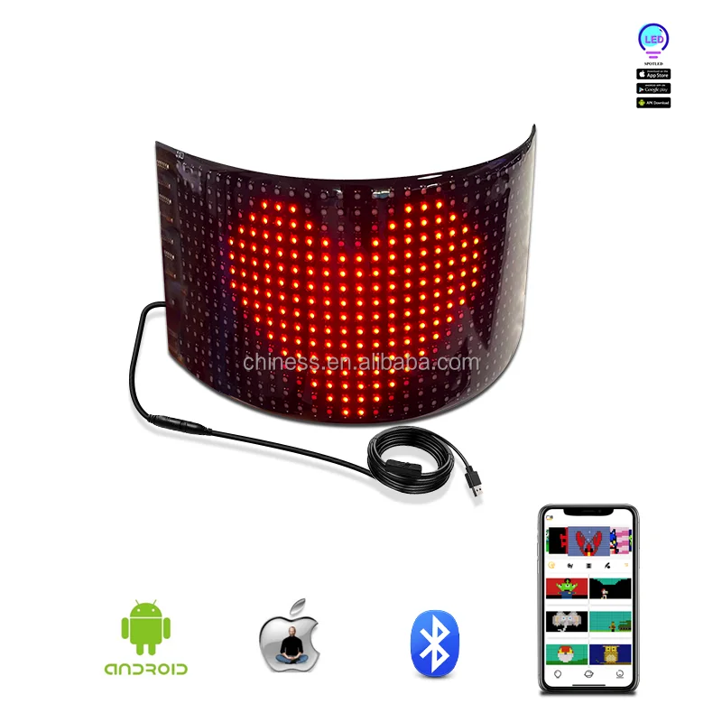 Rechargeable Flexible Programmable Hanging LED Display Light Up Moving Messages LED panels for car windows or store
