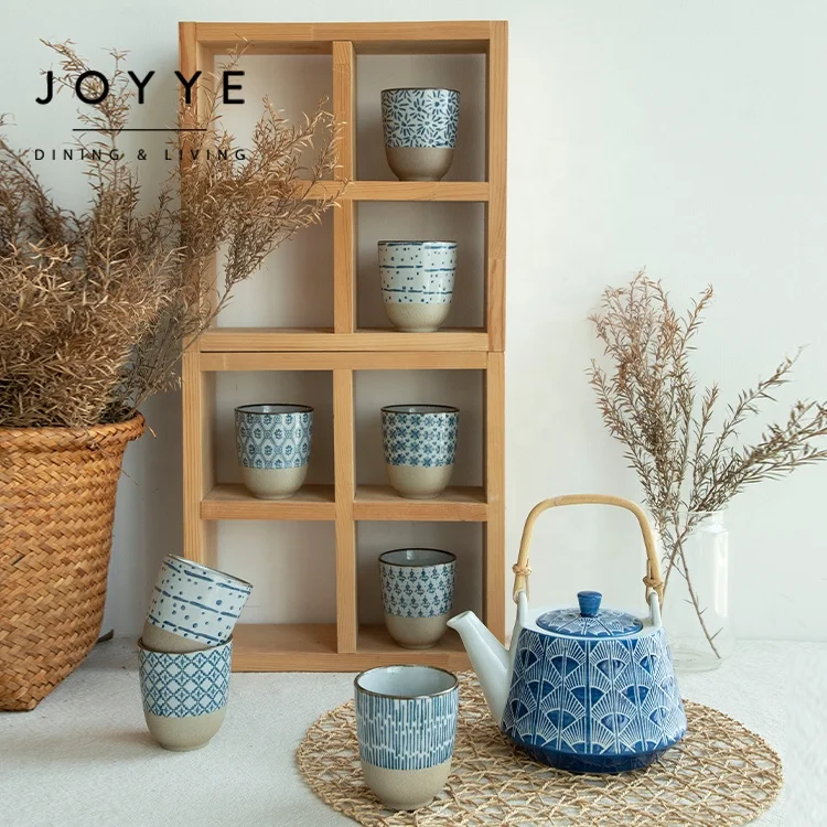 Joyye Japan Style Ceramic Glossy Glaze Classical Mug Cup Handleless Ceramic Tea Porcelain Stamping Organic cup