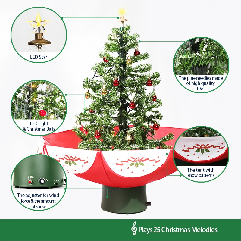 Arbre de noel high quality Decorated  Led Lighted snowing musical Christmas tree