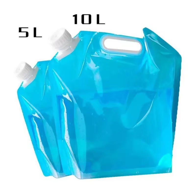 3L 5L 10L Blue Clear Plastic Stand Up Portable Lightweight Water Storage Packaging Carrier Tank Container Bag With Spout